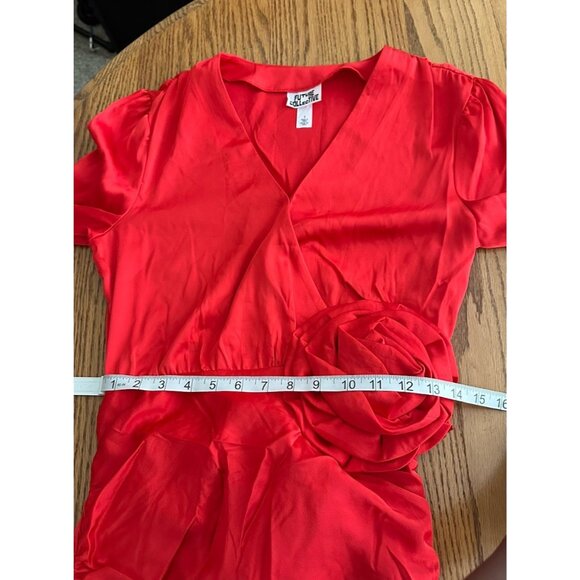 Future Collective  Rosette Mini Dress  Floral Ruched V Neck Whimsigoth Sz 4 NWOT - Picture 8 of 13